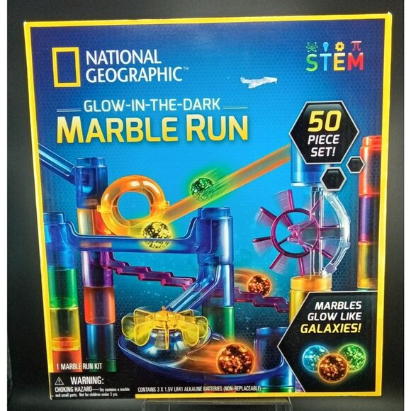 National Geographic Glow-In-The-Dark Marble Run STEM Kit - 50-Piece Educational - Picture 1 of 8